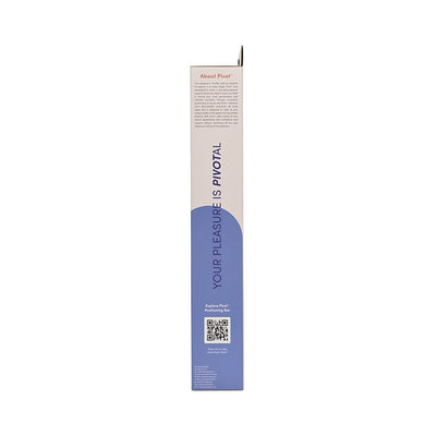 Side view of Sportsheets Pivot Positioning Bar packaging with product information and QR code on white and blue background.