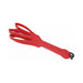 Red vegan leather loop paddle with five flexible strands and a wrist strap for playful impact.