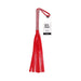 Red vegan leather flogger with rhinestone-wrapped handle and wrist loop, labeled Sex & Mischief Amor Sparkle Flogger.