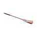 Rose gold brat crop with split vegan leather tip and black textured handle for impact play.