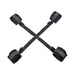 Black adjustable Sportsheets Sex & Mischief Brat Hog Tie with four padded cuffs connected by straps.