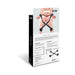 Packaging of Sportsheets Sex & Mischief Brat Hog Tie showing adjustable wrist and ankle cuffs in use on a seated model.