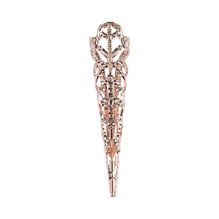Rose-gold decorative sensory fingertip with intricate cut-out design for versatile tactile play.