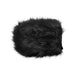 Black faux fur sensory mitt with hidden spikes for contrasting tactile sensations.