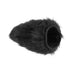 Black faux fur sensory mitt with soft texture and hidden spikes for contrasting tactile sensations.
