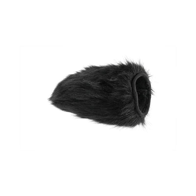 Black faux fur sensory mitt with hidden spikes, designed for versatile tactile play and one size fits all.