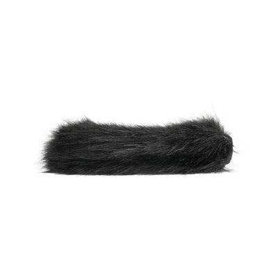Black faux fur sensory mitt with hidden spikes, designed for versatile tactile play and one size fits all.
