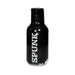 Black bottle of Spunk Lube Hybrid personal lubricant with white distressed logo on front against white background.