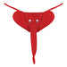 Red elephant-themed G-string with large ears, expressive eyes, and a playful trunk-shaped front sleeve.