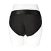 Back view of black EmEx Silhouette Harness with elastic waistband on white mannequin.