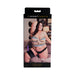 Packaging of Sportsheets Ultra Thigh Strap-On Harness in black, featuring a model wearing the harness on her thigh.