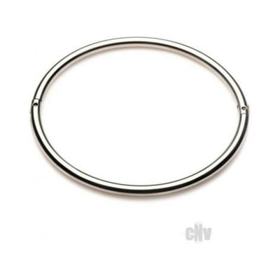 Silver stainless steel locking collar with smooth, polished finish and secure locking mechanism.