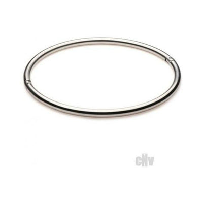Silver stainless steel locking collar with smooth, polished finish and secure locking mechanism.