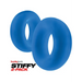 Two blue silicone cockrings from Oxballs Stiffy 2-pack with a smooth matte finish and rounded edges.