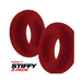 Two red silicone cockrings from Oxballs Stiffy 2-pack displayed on a white background.