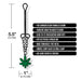 Black metal clitoral clamp with adjustable chain and green cannabis leaf charm, 5.5 inches long.