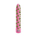 Pink vibrator with green cannabis leaf pattern and twist base control, branded Stoner Vibes.