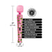 Pink wand massager with cannabis leaf design, flexible head, dual speeds, and 5.5-foot power cord, plug-in powered.