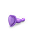 Metallic purple silicone curvy plug with heart-shaped base and ergonomic design for comfortable use.