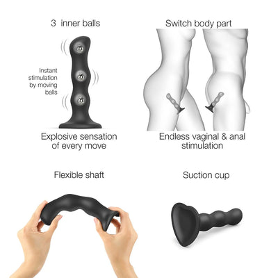 Strap On Me Geisha Dildo With Balls - Black XL - SexToy.com