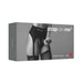 Packaging of Strap-on-me Rebel harness lingerie in size medium featuring a black garter belt style harness with adjustable straps.