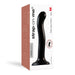 Packaging box of Strap On Me black silicone P&G spot dildo, size medium, with product image and details.