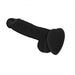 Black XL soft silicone realistic dildo with defined glans, textured shaft, firm testicles, and suction cup base.