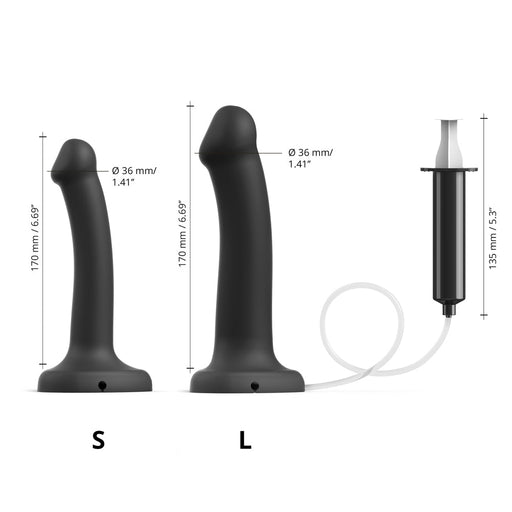 Strap - on - me Squirting Cum Semi - realistic Silicone Dildo Black S (fluid Not Included) - SexToy.com
