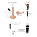 Diagram showing features of a vanilla semi-realistic silicone squirting dildo with syringe, refill process, adjustable tube length, and recommended lubricant.
