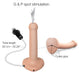Flesh-colored silicone cum dildo with 82 cm tube and syringe for G and P spot stimulation, showing outlet pipe and tube length details.