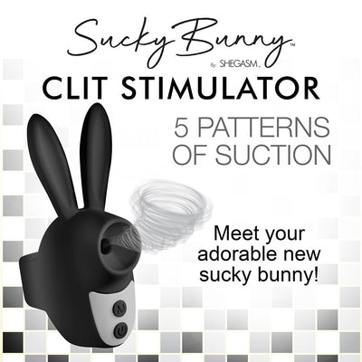 Sucky Bunny Clit Stimulator - Black - SexToy.com