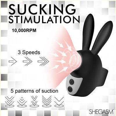 Sucky Bunny Clit Stimulator - Black - SexToy.com