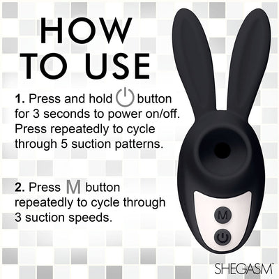 Sucky Bunny Clit Stimulator - Black - SexToy.com