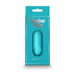 Teal Sugar Pop Harmony mini bullet vibrator in sleek packaging with flower-shaped power button visible.