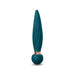 Teal silicone Sugar Pop Twist Gyrating Vibrator with textured shaft and rose gold accent on rounded base.