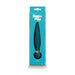 Teal Sugar Pop Twist gyrating vibrator with textured shaft and rose gold accent in branded turquoise packaging.