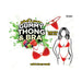 Illustration of red edible gummy thong and bra set with fruit accents and text highlighting one size fits all and soft chewy candy.