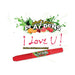 Red Sweet & Sour Play Pen edible body paint pen with "I Love U!" written in red ink and fruit illustrations.