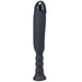 Black ergonomic silicone adult toy with a textured handle designed for comfortable grip and control.