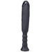 Black ergonomic silicone adult toy with textured handle and smooth shaft for comfortable grip and control.