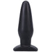 Smooth black tapered silicone plug with a wide base for comfortable and secure use.