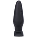 Smooth black tapered silicone plug with a sturdy base for comfortable and controlled use.