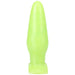 Tantus Bronco lime green tapered silicone pre-date comfort toy with smooth texture and flared base.