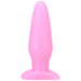 Pink tapered silicone plug with a flared base designed for comfortable, gradual stretching.