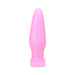 Smooth pink tapered silicone plug with a flared base for comfortable and safe use.