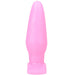Pink tapered silicone insertable toy with a flared base for comfortable and safe use.