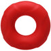 Small red soft silicone Tantus Buoy C-ring with a smooth, slightly textured surface and circular shape.