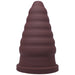 Oxblood red cone-shaped textured silicone toy with progressive ripple design and wide base by Tantus.