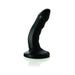 Black curved silicone adult toy with stepped design and flared base for targeted stimulation.