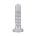 Pearl white textured silicone G-spot stimulator with contoured ridges and flared base by Tantus Echo.